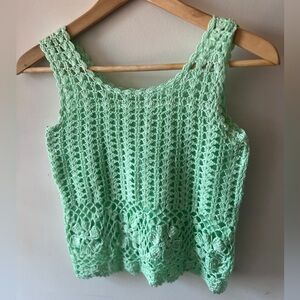 SABA Mint Green Crochet Women Top Fits Small